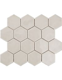 Artistic Reflections 287 Mist Hexagon Undulated AE06 Cream glazed ceramic hexagon tile, beautiful cream, 3x3