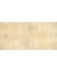 Travertine - BE14 - Mendocino  - 18x18 - Honed warm beige natural stone tile on bathroom shower wall, 457x457