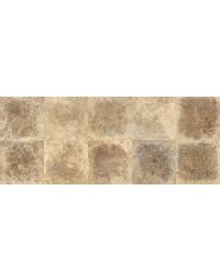 Travertine - BE13 - Sonoma Square  - 18x18 - Honed neutral beige natural stone tile on bathroom shower wall, 457x457