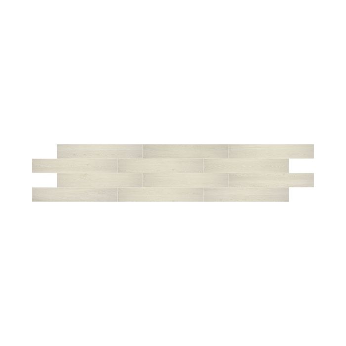 A durable and easy-to-clean porcelain tile that has a light beige color and a subtle wood-like pattern