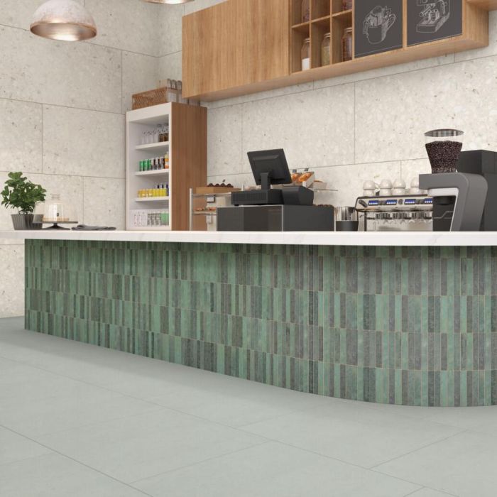 Modern Restaurant Flooring using 24x24 Grey Matte Glacier Square Concrete-look Porcelain Tile