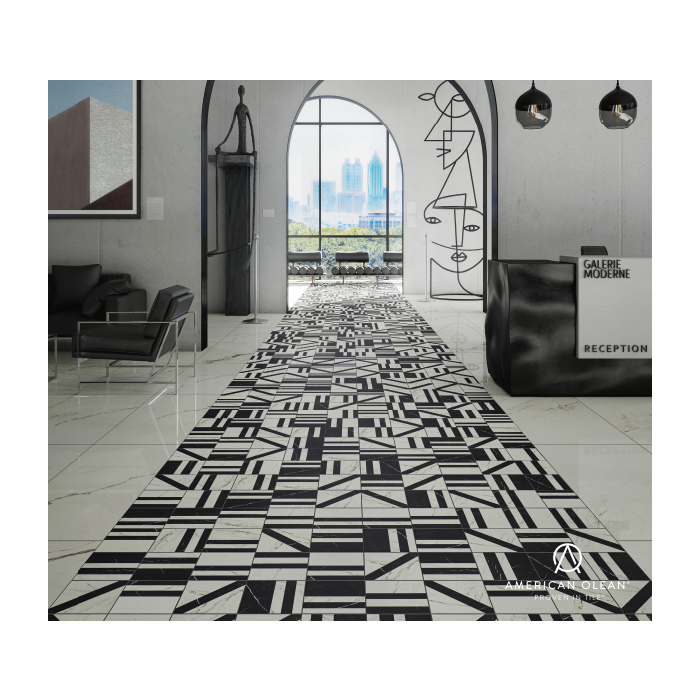 8 x 8 inches Beautiful Black & White Porcelain TILE