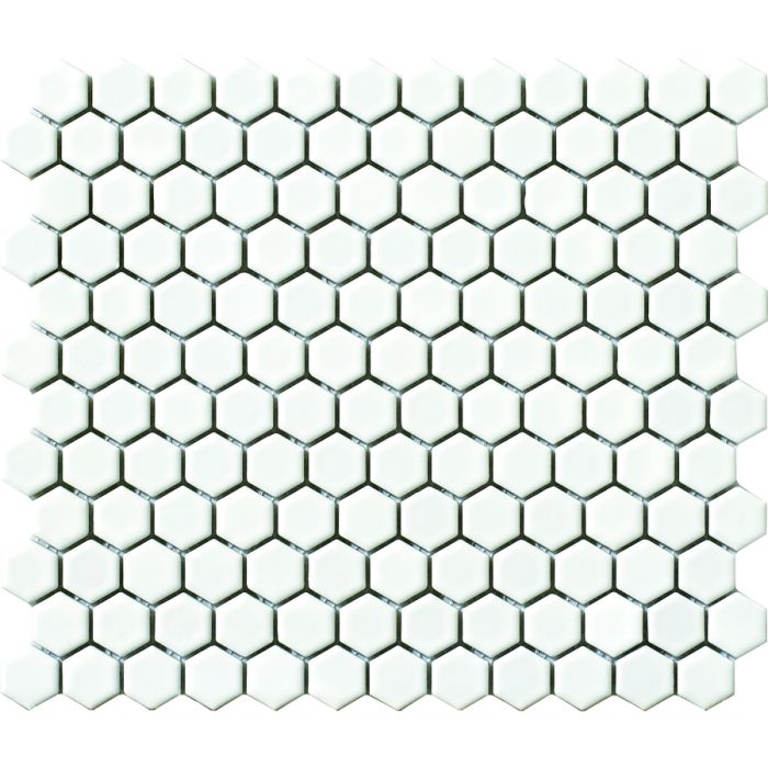 1 inch Vintage Porcelain Hexagon Mosaic White