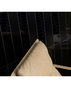 Luzernblack midnight black premium tile on bathroom shower wall, 50x250