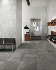 24x24 Alive Moderne Gray Porcelain Tile dove gray engineered porcelain tile on bathroom shower wall, 24x24