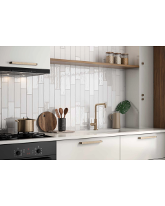 Lillewhite snow white premium tile on bathroom shower wall, 3x12