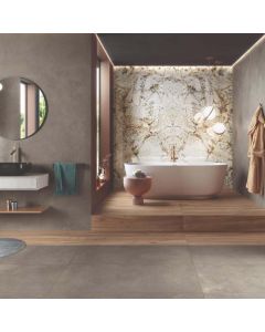 LUCE silver gray premium tile on bathroom shower wall, 24x47