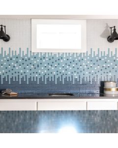 Blue Lagoon Straight Joint sapphire blue premium tile on bathroom shower wall, 12x12