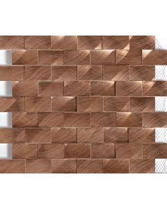 Copper 3D Brick Joint walnut brown premium tile on bathroom shower wall, 12x12