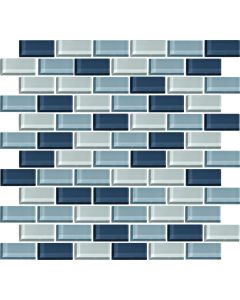 Winter Blues Straight Joint sapphire blue premium tile on bathroom shower wall, 12x12