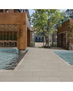 Fog Rectangle storm grey premium tile on bathroom shower wall, 300x600