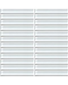 Feather White Rectangle crisp white premium tile on bathroom shower wall, 2x12