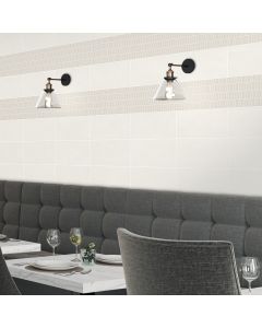 Salt Rectangle Layer warm beige premium tile on bathroom shower wall, 300x600