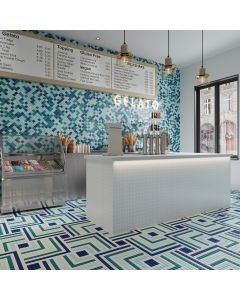 Silver Mink Rectangle mint green premium tile on bathroom shower wall, 12x12