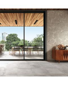 Medium Grey Rectangle elegant grey premium tile on bathroom shower wall, 300x600