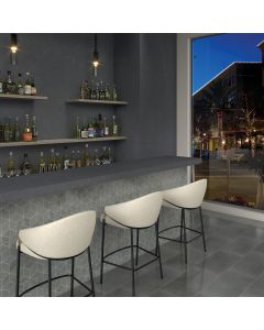 Aluminum 3D Cube storm grey premium tile on bathroom shower wall, 12x12