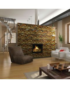 6th Street Random Interlocking beautiful orange premium tile on bathroom shower wall, 12x12