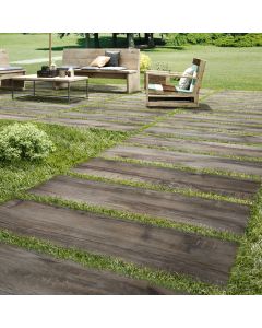 Large outdoor wood-look porcelain paver
