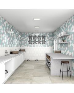 Arctic White Kaleidoscope bright white premium tile on bathroom shower wall, 6x6