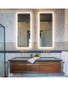 Elegant Beige Rectangle natural beige premium tile on bathroom shower wall, 300x600