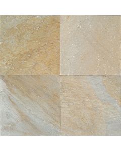Slate - S783 - Golden Sun - Square - 16X16 - Natural Cleft beautiful gold natural stone tile on bathroom shower wall, 400x400