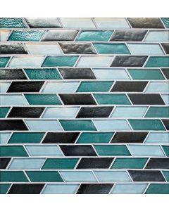 Topiary Blend Oscillating sophisticated black premium tile on bathroom shower wall, 12x12