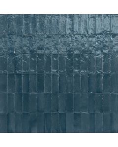 Rice 234 Blu Rectangle RC24 Blue ocean blue glazed porcelain tile on bathroom shower wall, 2x6