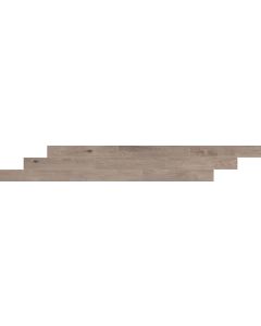 Debonair Estate - DE06 - Parchment - Plank - 8X48 - Matte warm brown porcelain tile tile on bathroom shower wall, 8x47