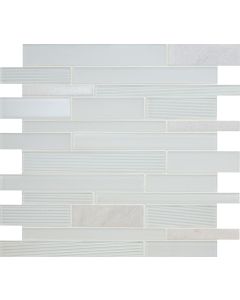 Serentina - SA93 - Bliss Random - Linear - Random Linear - Glossy mosaic tile, beautiful light gray, 12x12