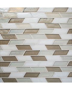 Allusion Blend Oscillating bright white premium tile on bathroom shower wall, 12x12