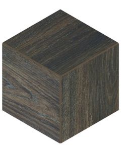Brazilian Walnut 3D Cube caramel brown refined porcelain tile on bathroom shower wall, 12x12