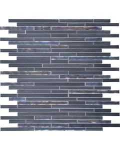 Indigo Random Linear beautiful medium grey premium tile on bathroom shower wall, 12x12