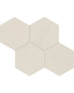 Rhyme and Reason 156 Canvas Hexagon Ripple Mix RR17 Cream glazed ceramic hexagon tile, beautiful cream, 12x12