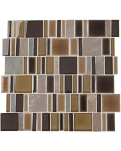 Midpark Mosaics 120 Bark Square Random MP09 Brown rich brown mosaic mosaic tile on bathroom shower wall, 12x12