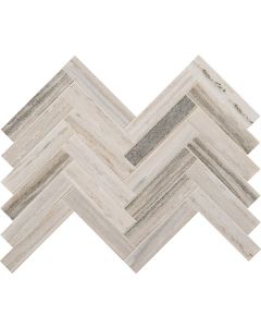 Ascend Stone - M110 - Open Horizon - Chevron - 1X6 - Honed natural stone tile, beautiful white & gray, 1x6