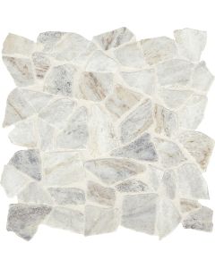 Presario - M024 - Lumen White River - Pebble - Irregular Shape - Mix natural stone tile, bright white, 12x12