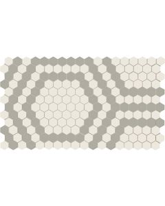 Unglazed Mosaics - AO17 - Ice White/Light Smoke Hex - Hexagon - 1X1 - Matte mosaic mosaic tile, silver gray, 1x1
