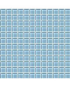 Color Appeal - C109 - Powder Straight - Joint - 1X1 - Glass ocean blue mosaic tile on bathroom shower wall, 1x1