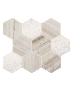 Haven Point 349 Open Horizon Hexagon M110 White & Brown natural stone hexagon tile, beautiful white & brown, 4x4