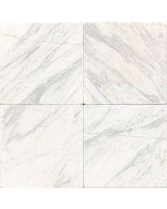 Marble - M313 - Contempo White - Square - 12X12 - Polished pure white natural stone tile on bathroom shower wall, 12x12