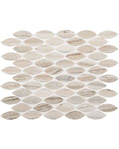 Haven Point 347 Open Horizon Leaf M110 White & Brown beautiful white & brown natural stone tile on bathroom shower wall, 1x2