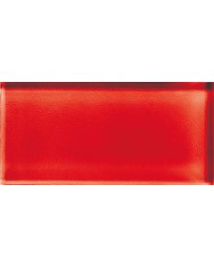 Color Appeal - C117 - Cherry - Rectangle - 3X6 - Glossy beautiful red mosaic tile on bathroom shower wall, 3x6