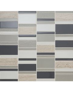Serentina - SA94  - Tranquility Block - Random - Block Random - Glossy mosaic tile, beautiful white & gray, 12x12