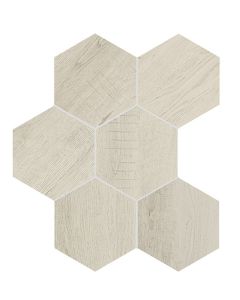 Cabriolet Hexagon sandy beige premium porcelain hexagon tile on bathroom shower wall, 8x9