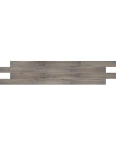 Balsam Fir Plank earthy brown premium porcelain tile on bathroom shower wall, 8x47