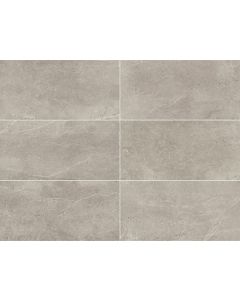 Primstone - PR61 - Ash - Rectangle - 12X24 - Matte neutral gray porcelain tile tile on bathroom shower wall, 300x600