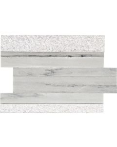 Haven Point 364 Candid Heather Stacked M109 Gray pewter gray natural stone tile on bathroom shower wall, 9x12