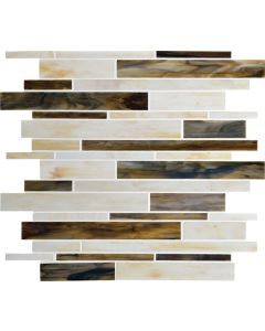 Music City Random Interlocking neutral beige premium tile on bathroom shower wall, 12x12