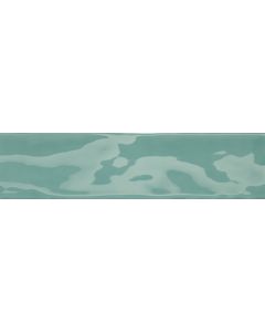 Costa Clara 554 Caribbean Teal Rectangle Undulated CC86 Teal beautiful teal glazed ceramic tile on bathroom shower wall, 3x12
