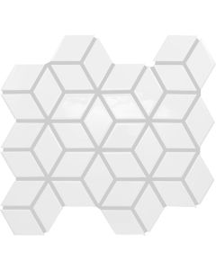 Peacock Chevron pure white premium tile on bathroom shower wall, 12x12